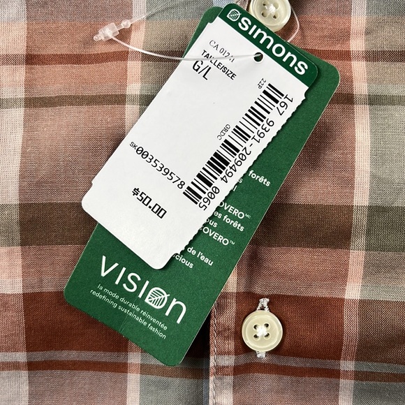 Simons Le31 |  Vision Organic Cotton and Tencel Blend Button Down Shirt | Large - Picture 3 of 8